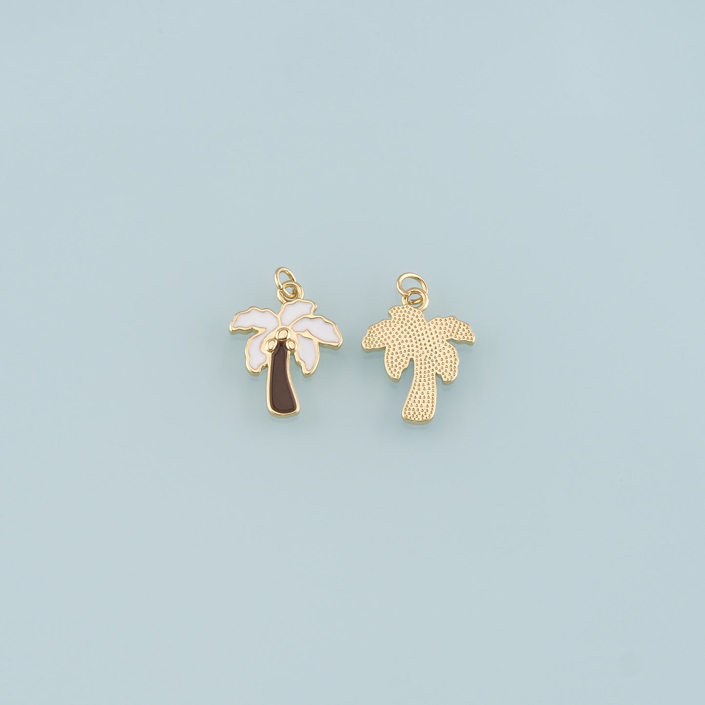 Gold Palm Tree Charms,18K Gold Filled Palm tree Pendant,Enamel coconut tree Charm Bracelet Necklace for DIY Jewelry Making Supply