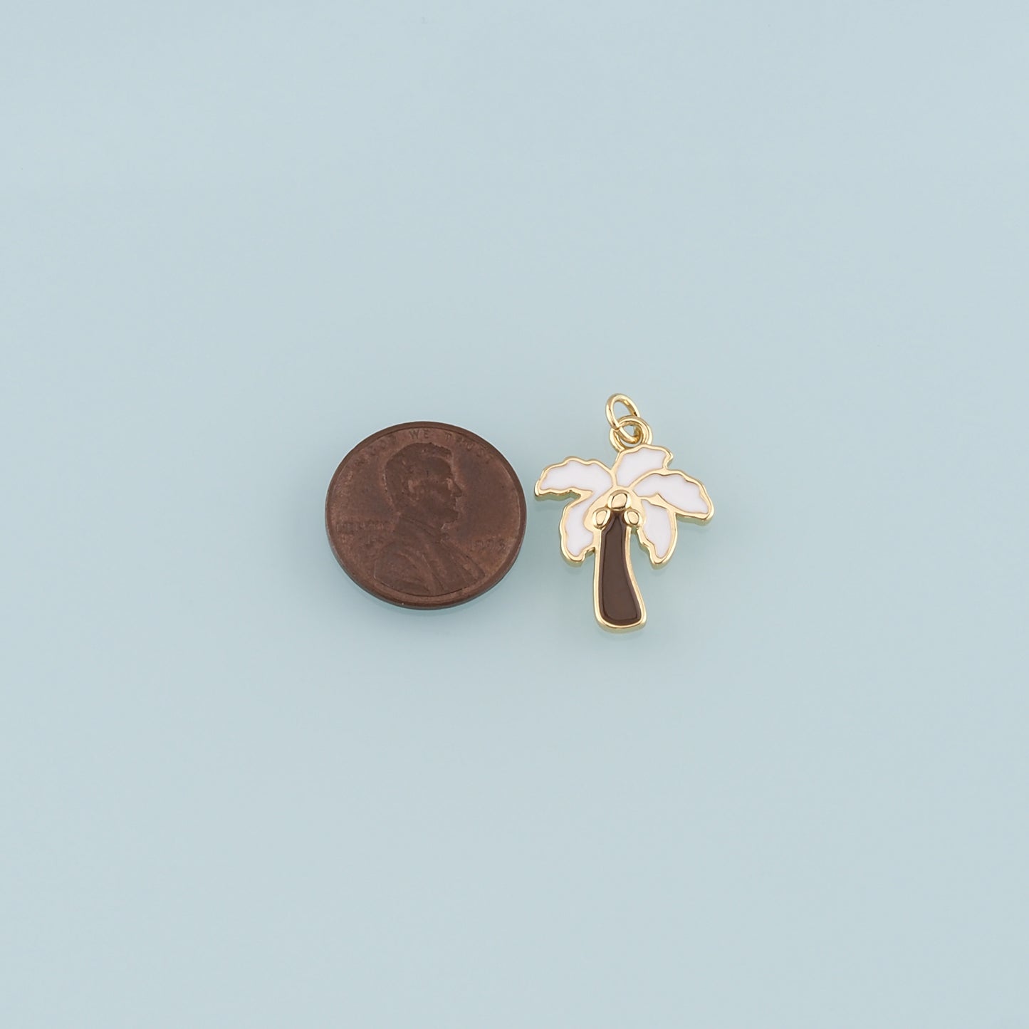Gold Palm Tree Charms,18K Gold Filled Palm tree Pendant,Enamel coconut tree Charm Bracelet Necklace for DIY Jewelry Making Supply