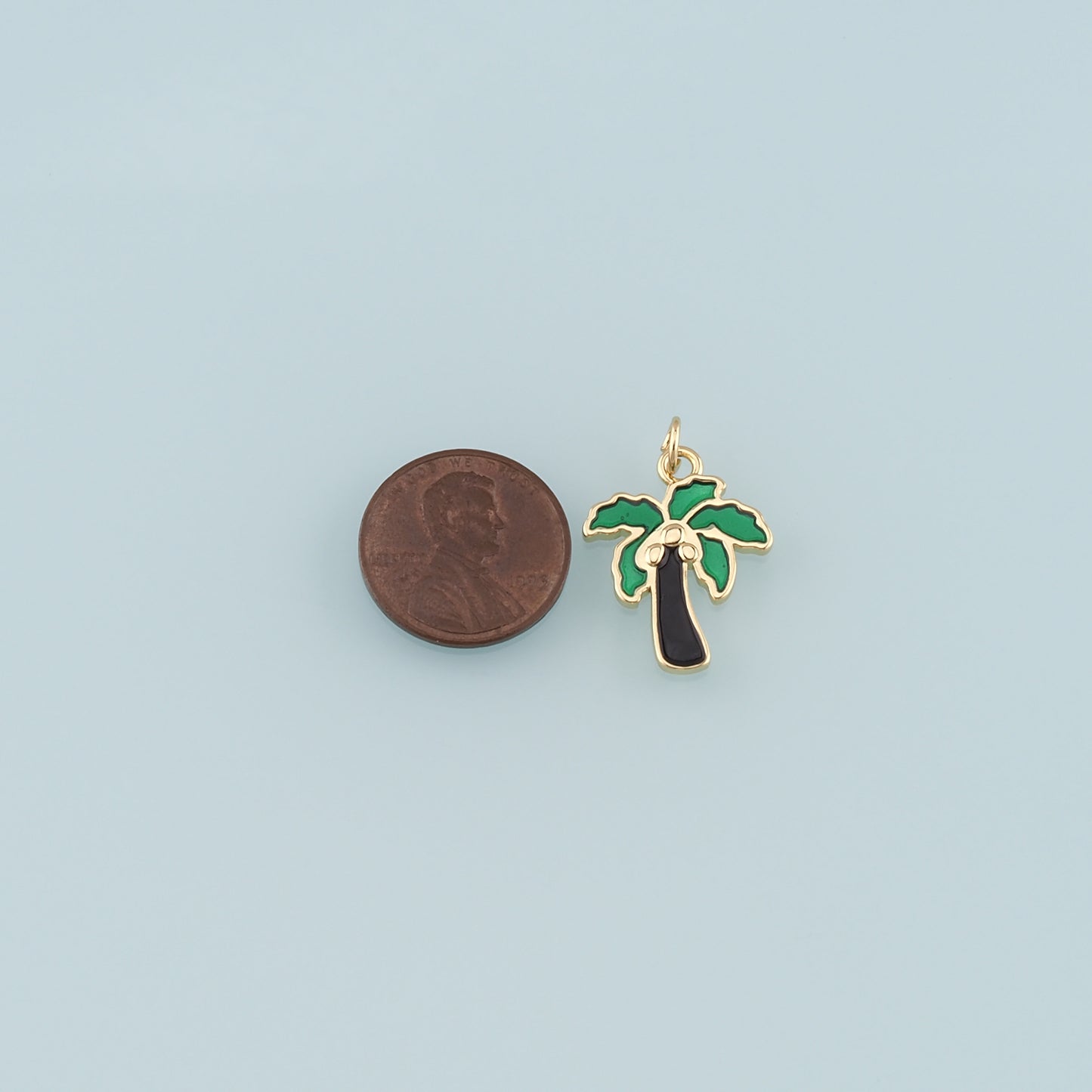 Gold Palm Tree Charms,18K Gold Filled Palm tree Pendant,Enamel coconut tree Charm Bracelet Necklace for DIY Jewelry Making Supply
