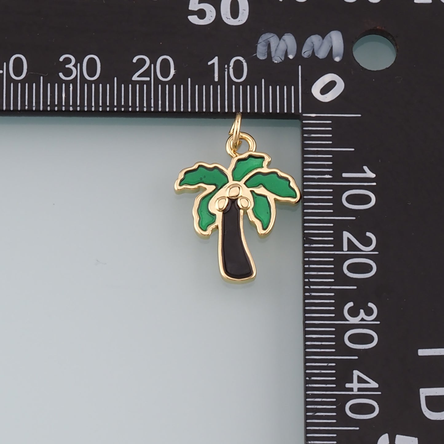 Gold Palm Tree Charms,18K Gold Filled Palm tree Pendant,Enamel coconut tree Charm Bracelet Necklace for DIY Jewelry Making Supply