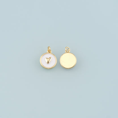 18K Gold Filled Heart Pendant,Enamel Heart Charm Bracelet Necklace for DIY Jewelry Making Supply