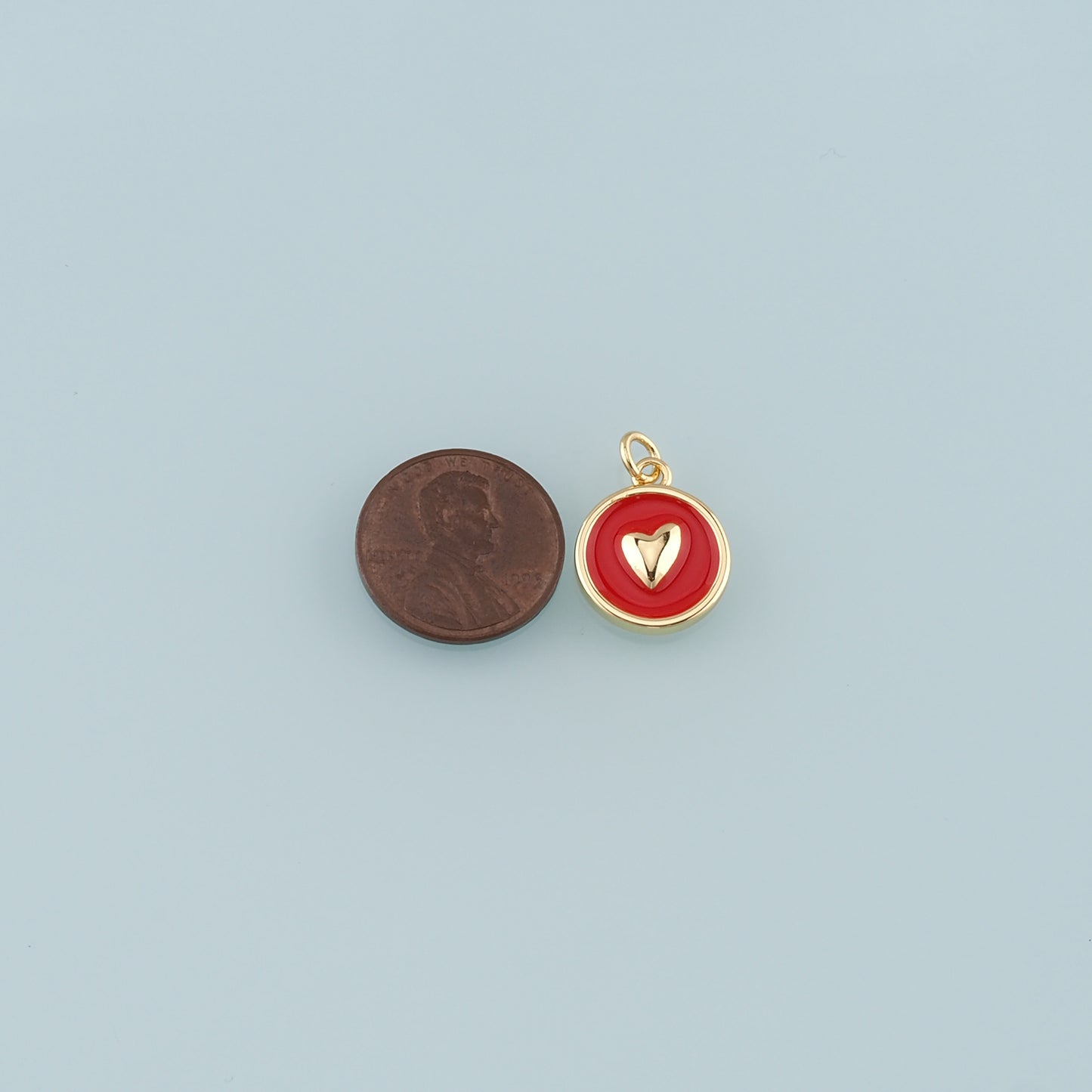 18K Gold Filled Heart Pendant,Enamel Heart Charm Bracelet Necklace for DIY Jewelry Making Supply