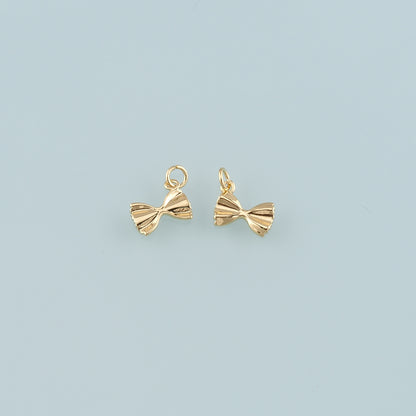 Gold Bow Charm,18K Gold Filled Bow Pendant,Bow Tie Charm Bracelet Necklace for DIY Jewelry Making Supply