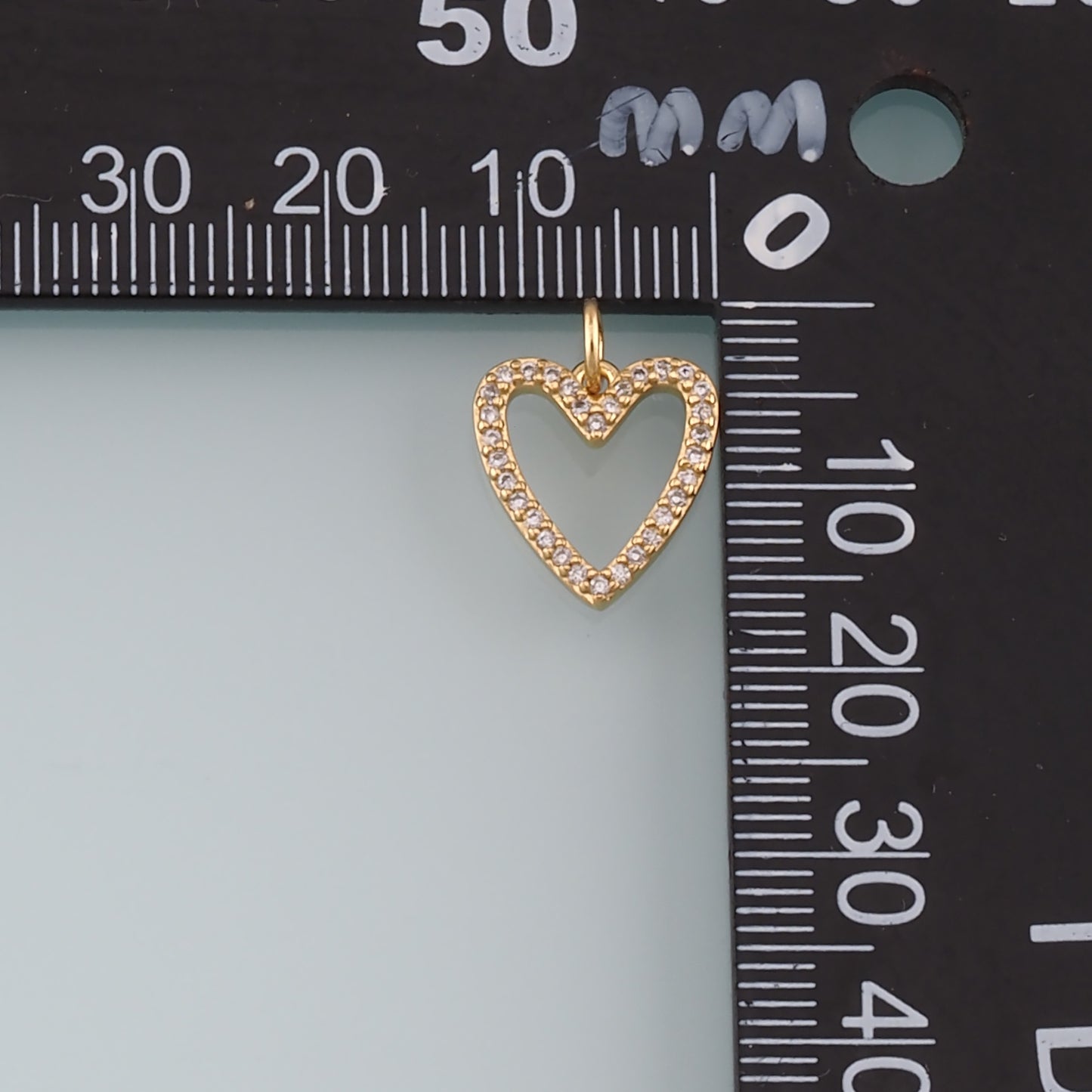 18K Gold Filled Heart Pendant,CZ Micro Pave Heart Charm Bracelet Necklace for DIY Jewelry Making Supply