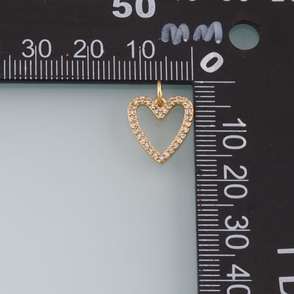 18K Gold Filled Heart Pendant,CZ Micro Pave Heart Charm Bracelet Necklace for DIY Jewelry Making Supply