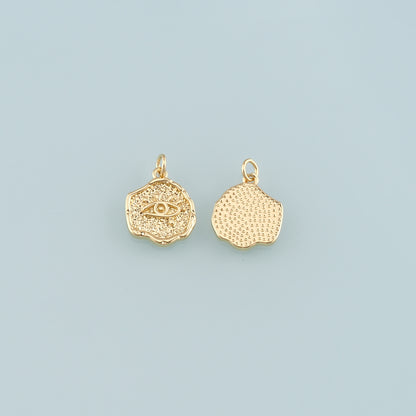 Gold Eye Charm,18K Gold Filled Evil Eye Pendant,Eyelash Charm Bracelet Necklace for DIY Jewelry Making Supply