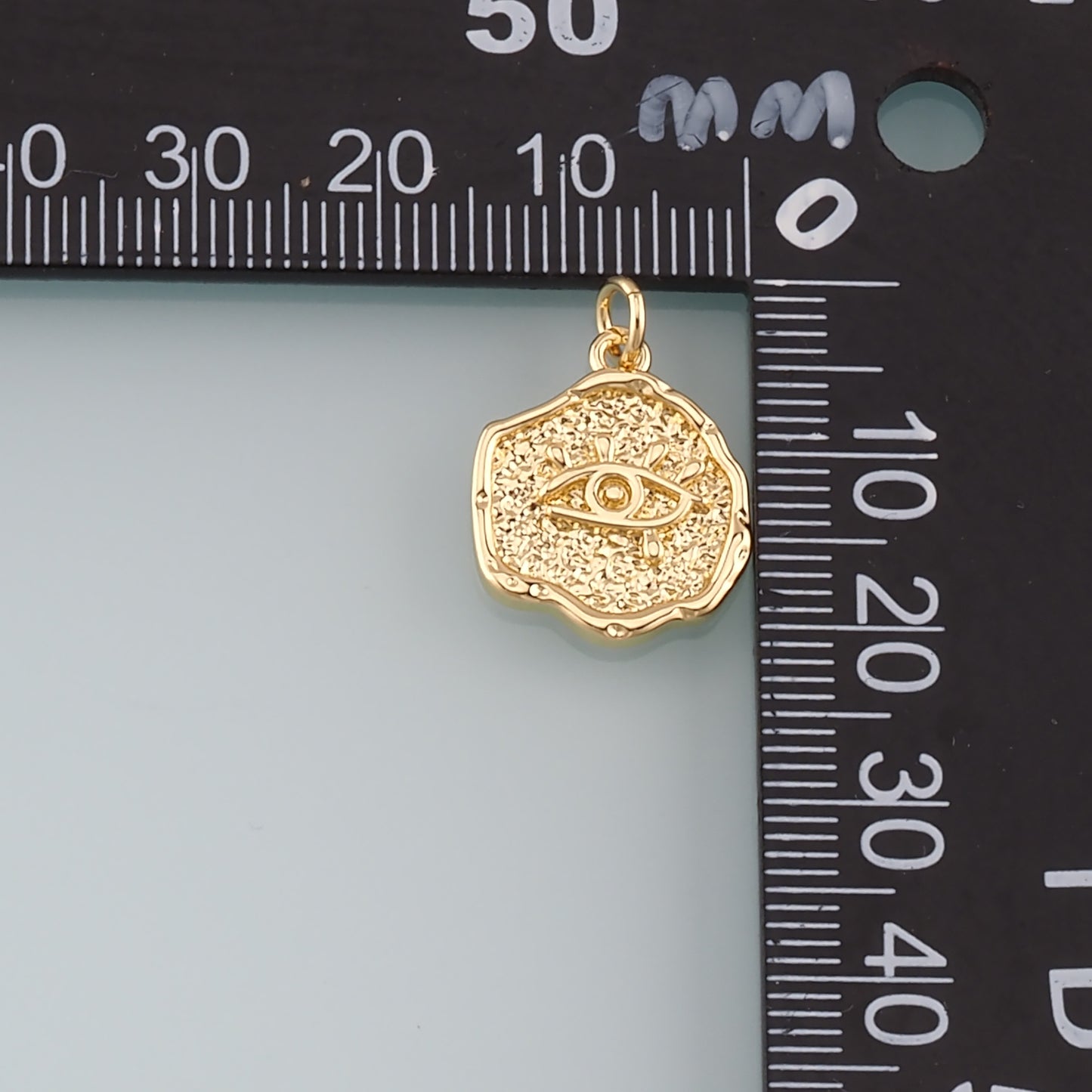 Gold Eye Charm,18K Gold Filled Evil Eye Pendant,Eyelash Charm Bracelet Necklace for DIY Jewelry Making Supply