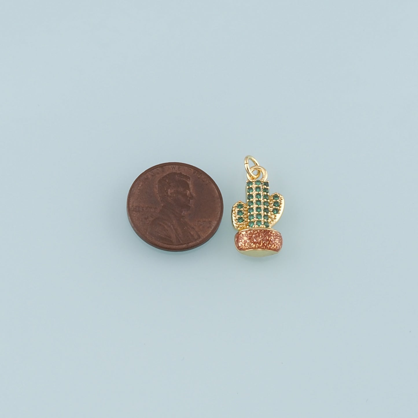 Gold Cactus Charms,18K Gold Filled Cactus Pendant,Enamel Desert Charm Bracelet Necklace for DIY Jewelry Making Supply