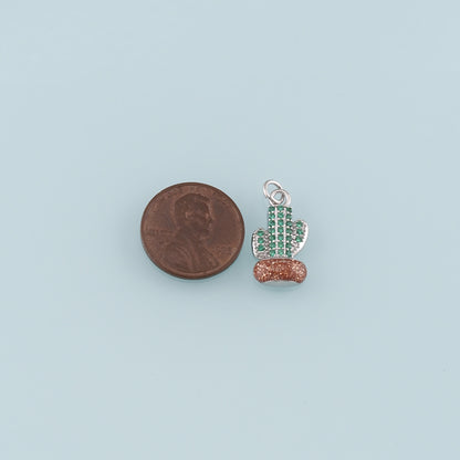 Gold Cactus Charms,18K Gold Filled Cactus Pendant,Enamel Desert Charm Bracelet Necklace for DIY Jewelry Making Supply