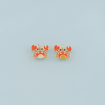 Gold Marine Life Charms,18K Gold Filled Crab Pendant,Enamel Crab Charms Bracelet Necklace for DIY Jewelry Making Supply