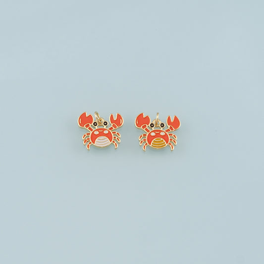 Gold Marine Life Charms,18K Gold Filled Crab Pendant,Enamel Crab Charms Bracelet Necklace for DIY Jewelry Making Supply