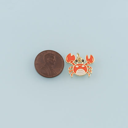 Gold Marine Life Charms,18K Gold Filled Crab Pendant,Enamel Crab Charms Bracelet Necklace for DIY Jewelry Making Supply