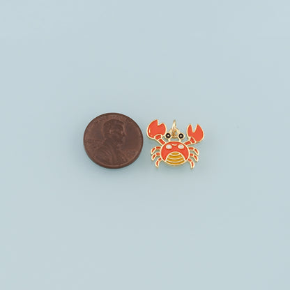Gold Marine Life Charms,18K Gold Filled Crab Pendant,Enamel Crab Charms Bracelet Necklace for DIY Jewelry Making Supply