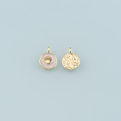 Gold Shell Charms,18K Gold Filled Scallop Pendant,Enamel Conch Shell Charm Bracelet Necklace for DIY Jewelry Making Supply
