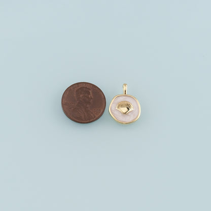 Gold Shell Charms,18K Gold Filled Scallop Pendant,Enamel Conch Shell Charm Bracelet Necklace for DIY Jewelry Making Supply