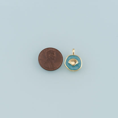 Gold Shell Charms,18K Gold Filled Scallop Pendant,Enamel Conch Shell Charm Bracelet Necklace for DIY Jewelry Making Supply