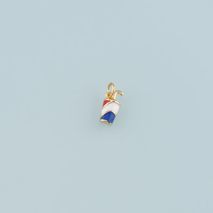 18K Gold Filled Drinks Pendant,Enamel Drinks Charm Bracelet Necklace for DIY Jewelry Making Supply