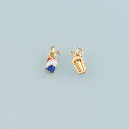 18K Gold Filled Drinks Pendant,Enamel Drinks Charm Bracelet Necklace for DIY Jewelry Making Supply