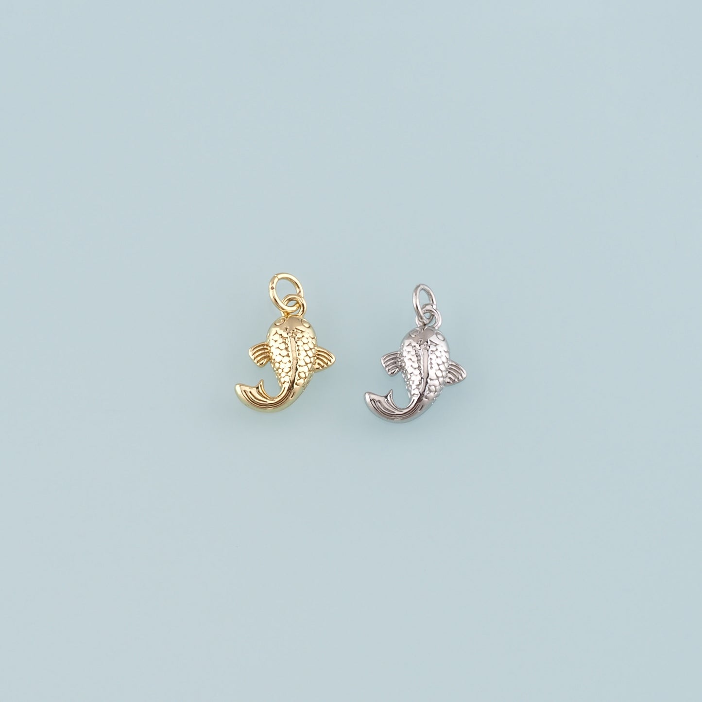 Gold Fish Charms,18K Gold Filled Fish Pendant,Fish Charm Bracelet Necklace for DIY Jewelry Making Supply
