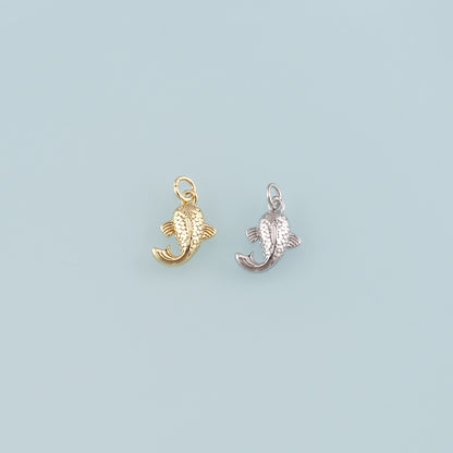 Gold Fish Charms,18K Gold Filled Fish Pendant,Fish Charm Bracelet Necklace for DIY Jewelry Making Supply