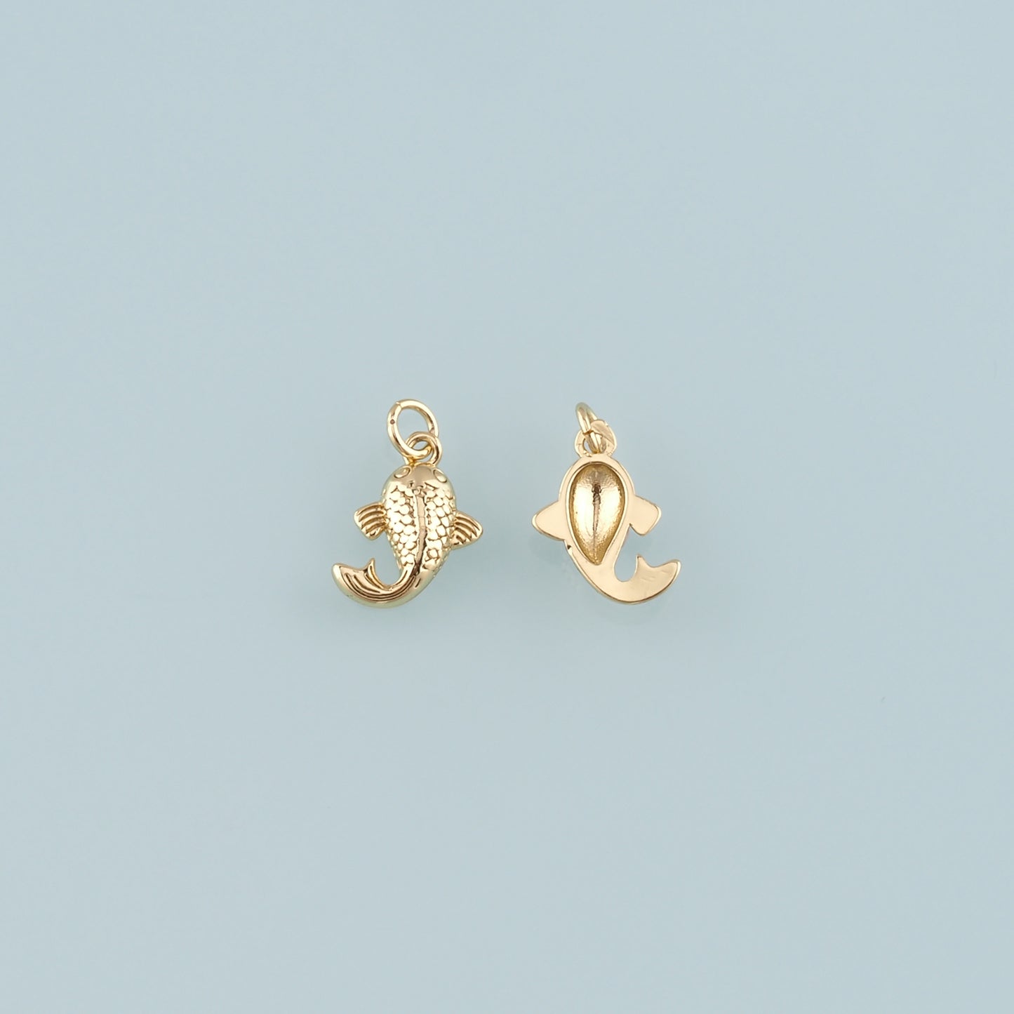 Gold Fish Charms,18K Gold Filled Fish Pendant,Fish Charm Bracelet Necklace for DIY Jewelry Making Supply