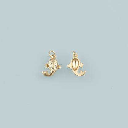 Gold Fish Charms,18K Gold Filled Fish Pendant,Fish Charm Bracelet Necklace for DIY Jewelry Making Supply