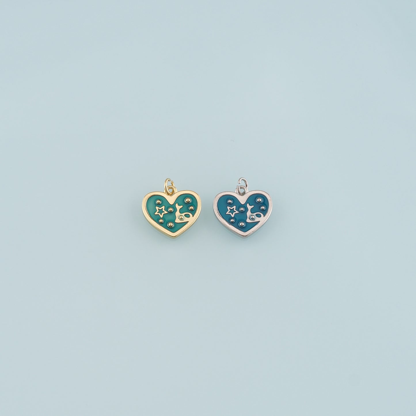 18K Gold Filled Heart Pendant,Enamel Heart Charm Bracelet Necklace for DIY Jewelry Making Supply