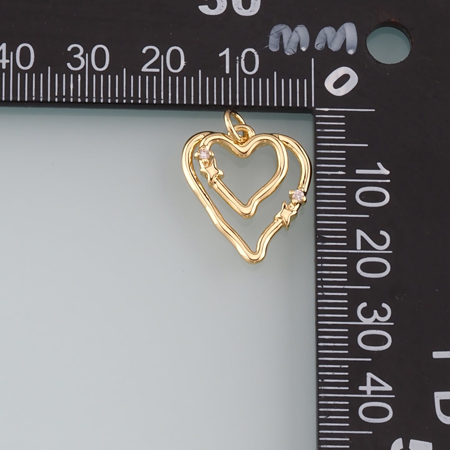 18K Gold Filled Heart Pendant,CZ Micro Pave Heart Charm Bracelet Necklace for DIY Jewelry Making Supply
