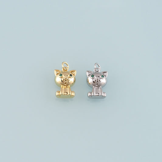 Gold Animal Charms,18K Gold Filled Cat Pendant,Cat Charm Bracelet Necklace for DIY Jewelry Making Supply