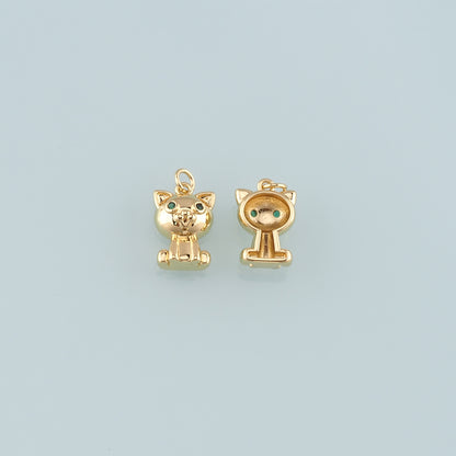 Gold Animal Charms,18K Gold Filled Cat Pendant,Cat Charm Bracelet Necklace for DIY Jewelry Making Supply