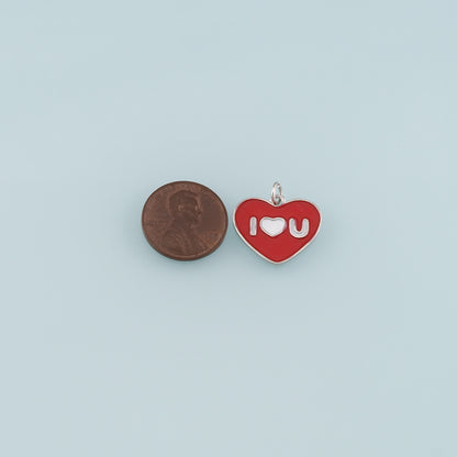 18K Gold Filled Heart Pendant,Enamel Heart Charm Bracelet Necklace for DIY Jewelry Making Supply