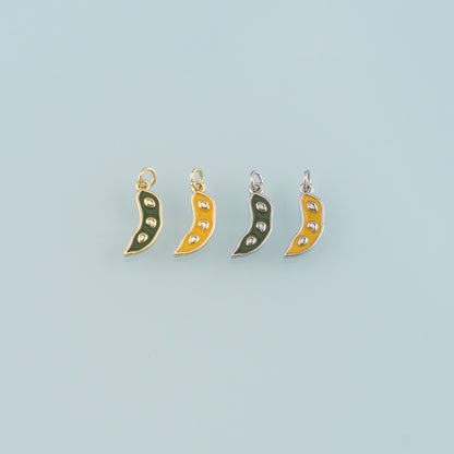 Gold Vegetable Charms,18K Gold Filled Pea Pendant,Enamel Pea Charm Bracelet Necklace for DIY Jewelry Making Supply