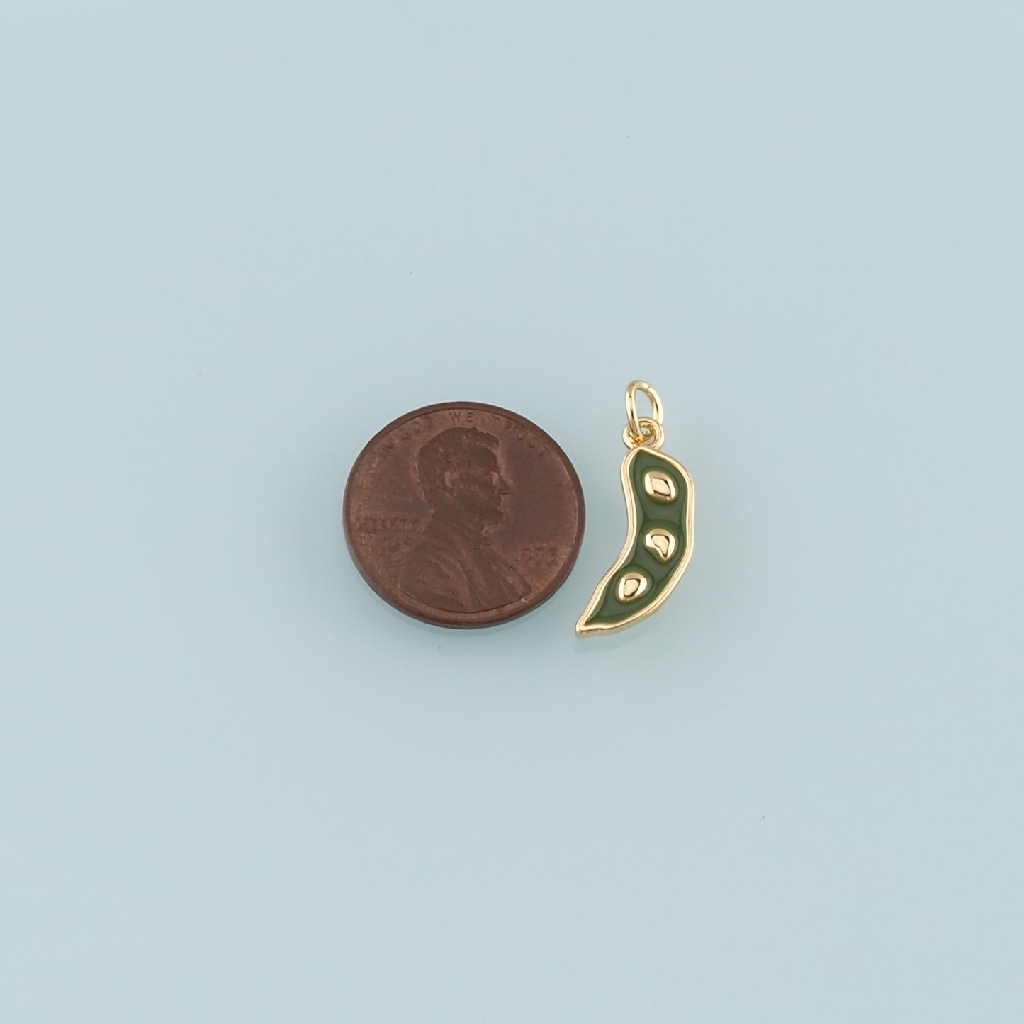 Gold Vegetable Charms,18K Gold Filled Pea Pendant,Enamel Pea Charm Bracelet Necklace for DIY Jewelry Making Supply