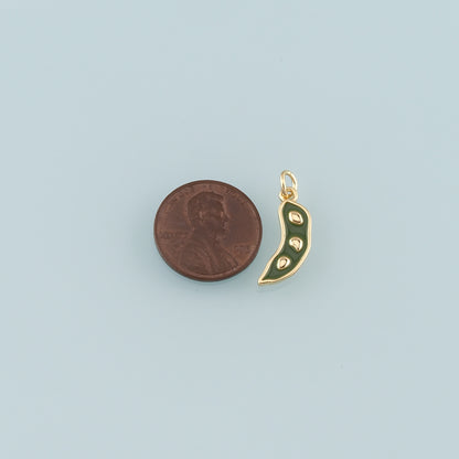 Gold Vegetable Charms,18K Gold Filled Pea Pendant,Enamel Pea Charm Bracelet Necklace for DIY Jewelry Making Supply