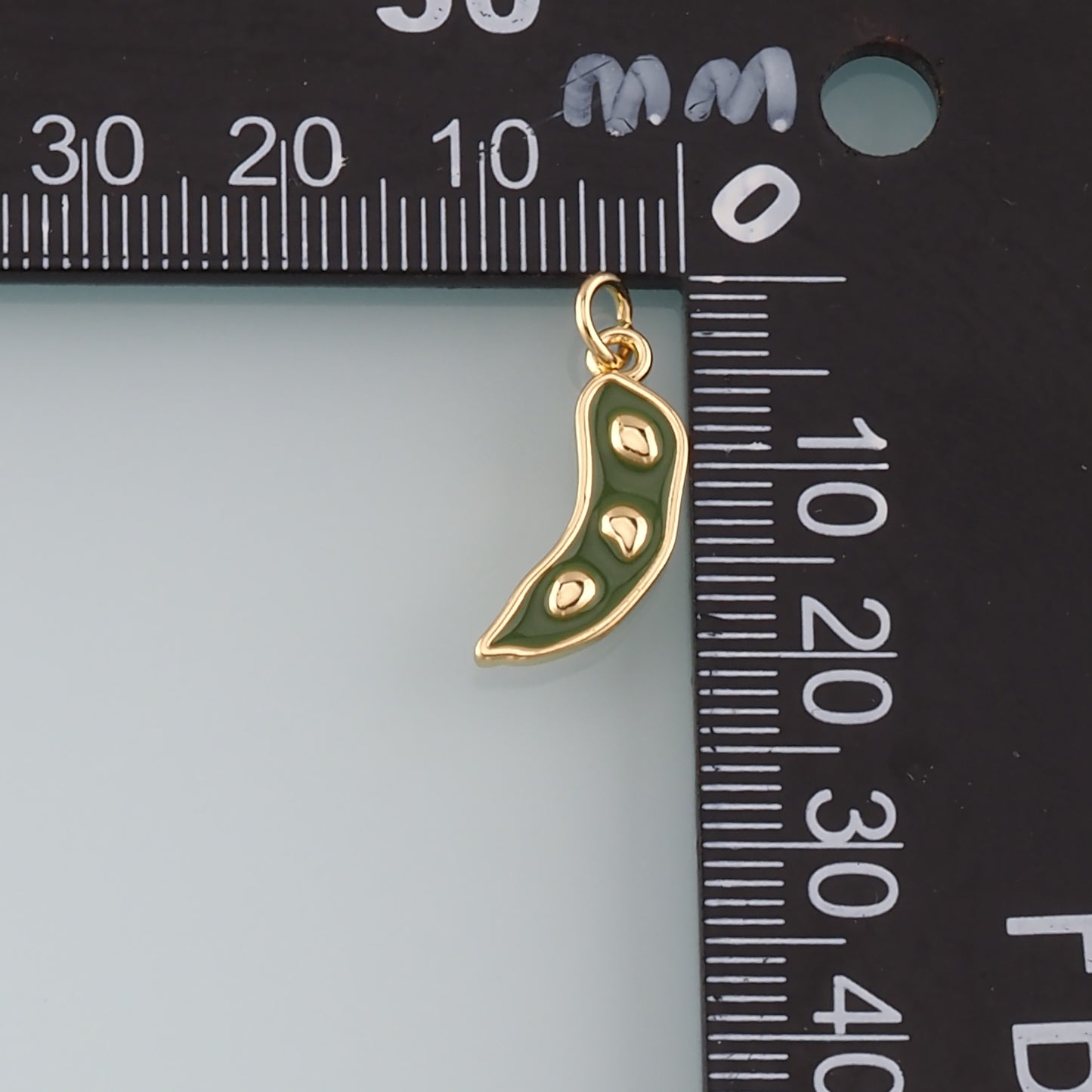 Gold Vegetable Charms,18K Gold Filled Pea Pendant,Enamel Pea Charm Bracelet Necklace for DIY Jewelry Making Supply