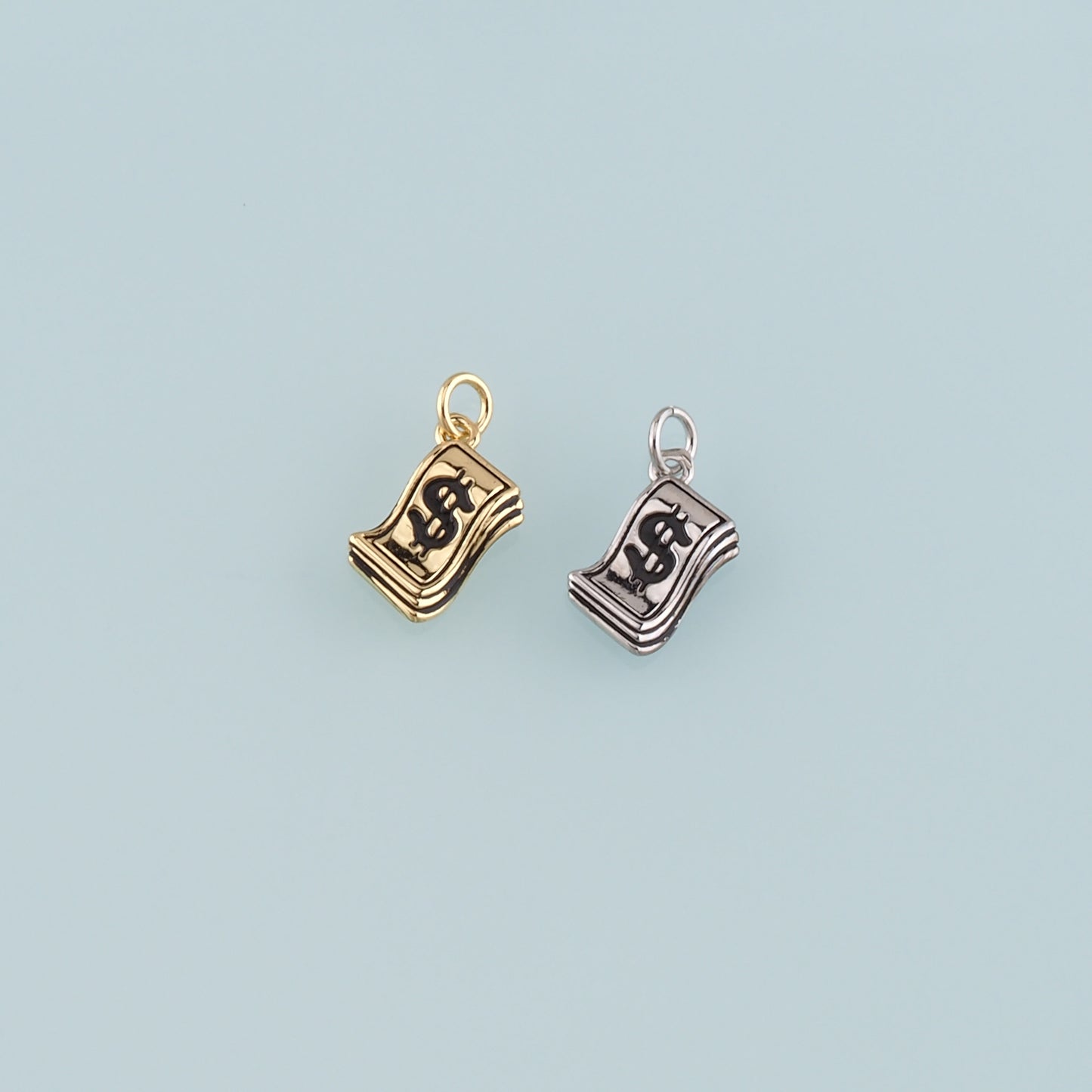 Gold Dollar Charms,18K Gold Filled Money Pendant,Dollar Charm Bracelet Necklace for DIY Jewelry Making Supply