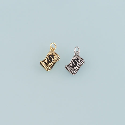 Gold Dollar Charms,18K Gold Filled Money Pendant,Dollar Charm Bracelet Necklace for DIY Jewelry Making Supply