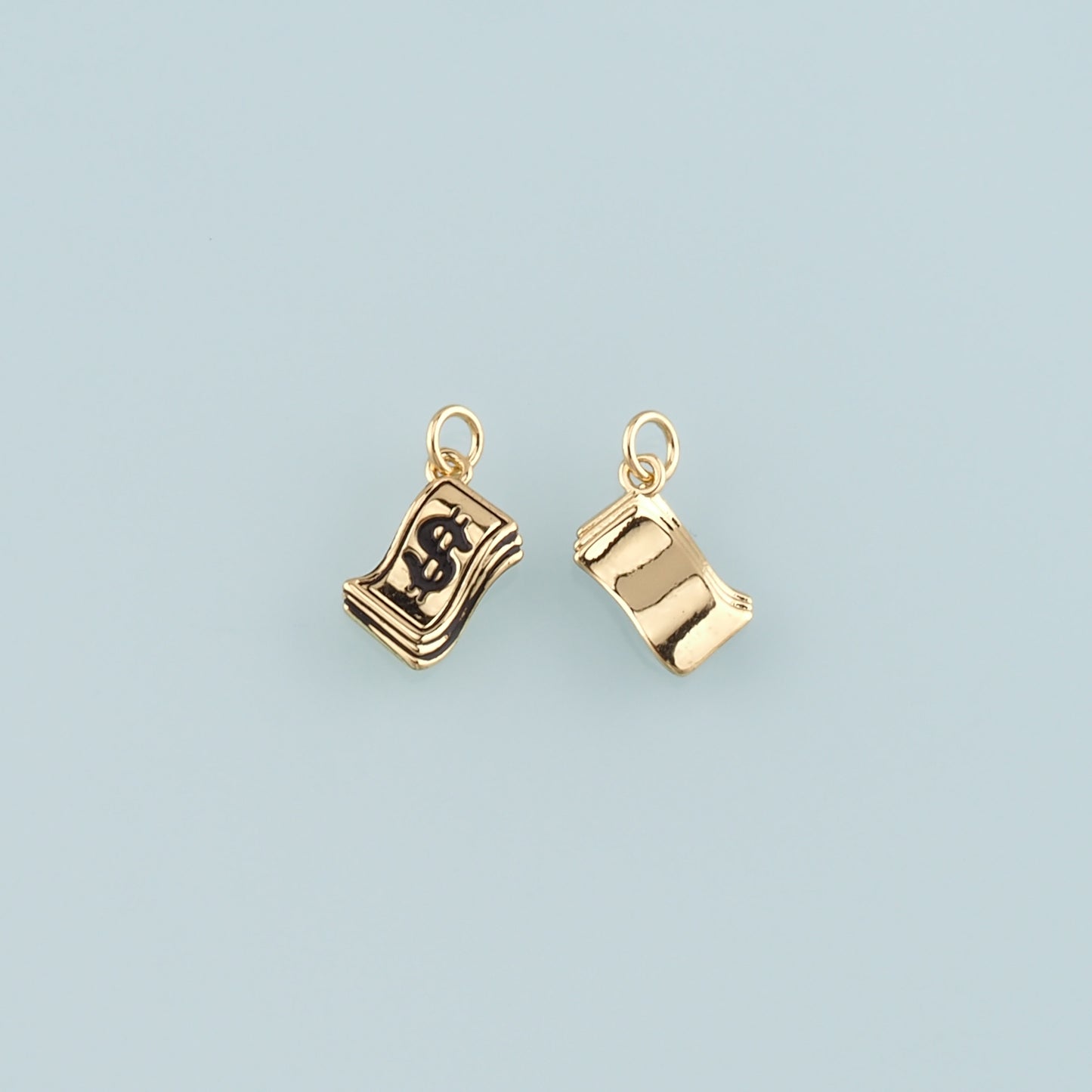 Gold Dollar Charms,18K Gold Filled Money Pendant,Dollar Charm Bracelet Necklace for DIY Jewelry Making Supply