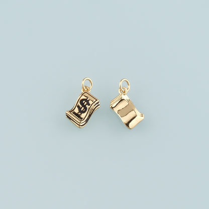 Gold Dollar Charms,18K Gold Filled Money Pendant,Dollar Charm Bracelet Necklace for DIY Jewelry Making Supply