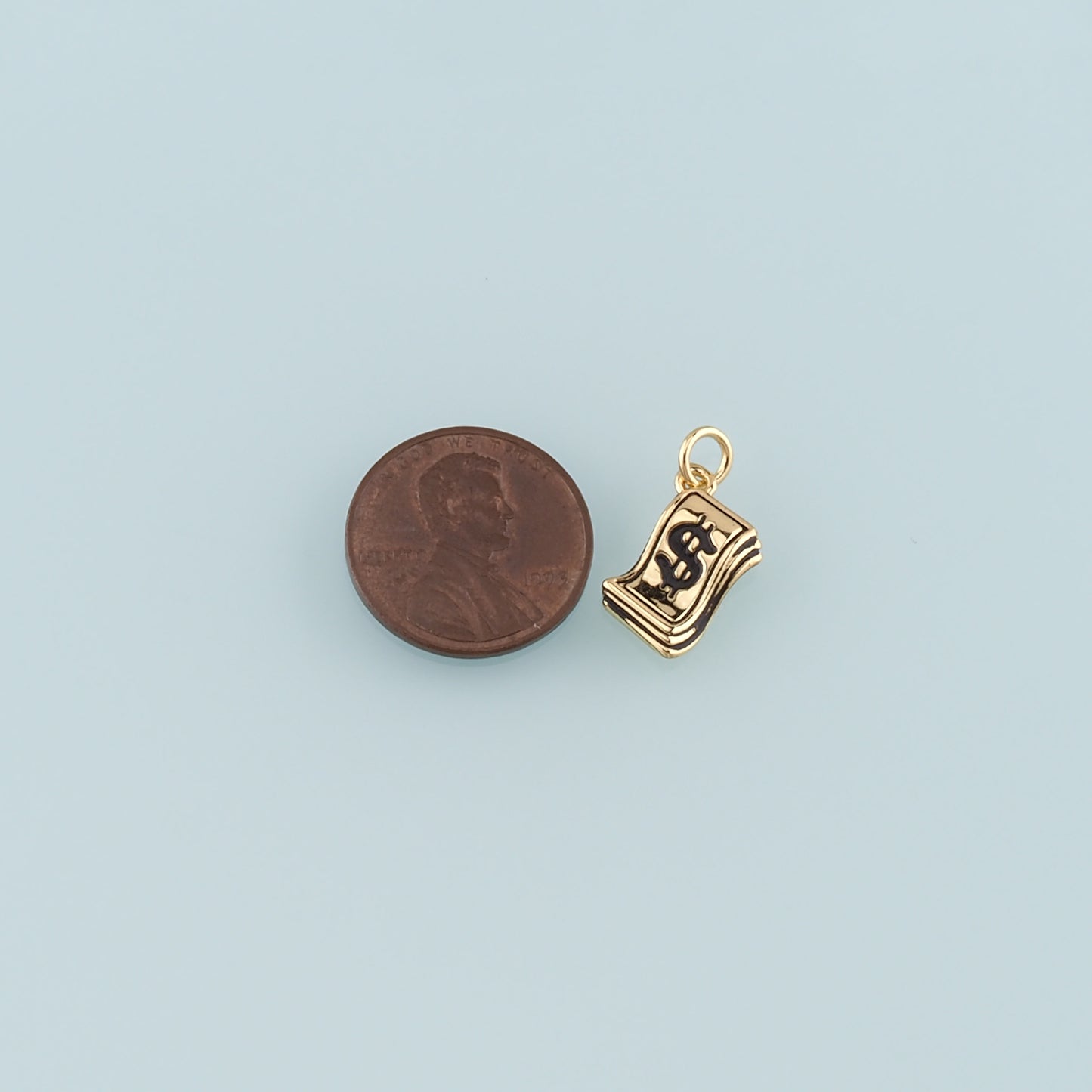 Gold Dollar Charms,18K Gold Filled Money Pendant,Dollar Charm Bracelet Necklace for DIY Jewelry Making Supply