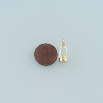 18K Gold Filled Fruit Basket Pendant,Dainty Nantucket Basket Charm Bracelet Necklace for DIY Jewelry Making Supply