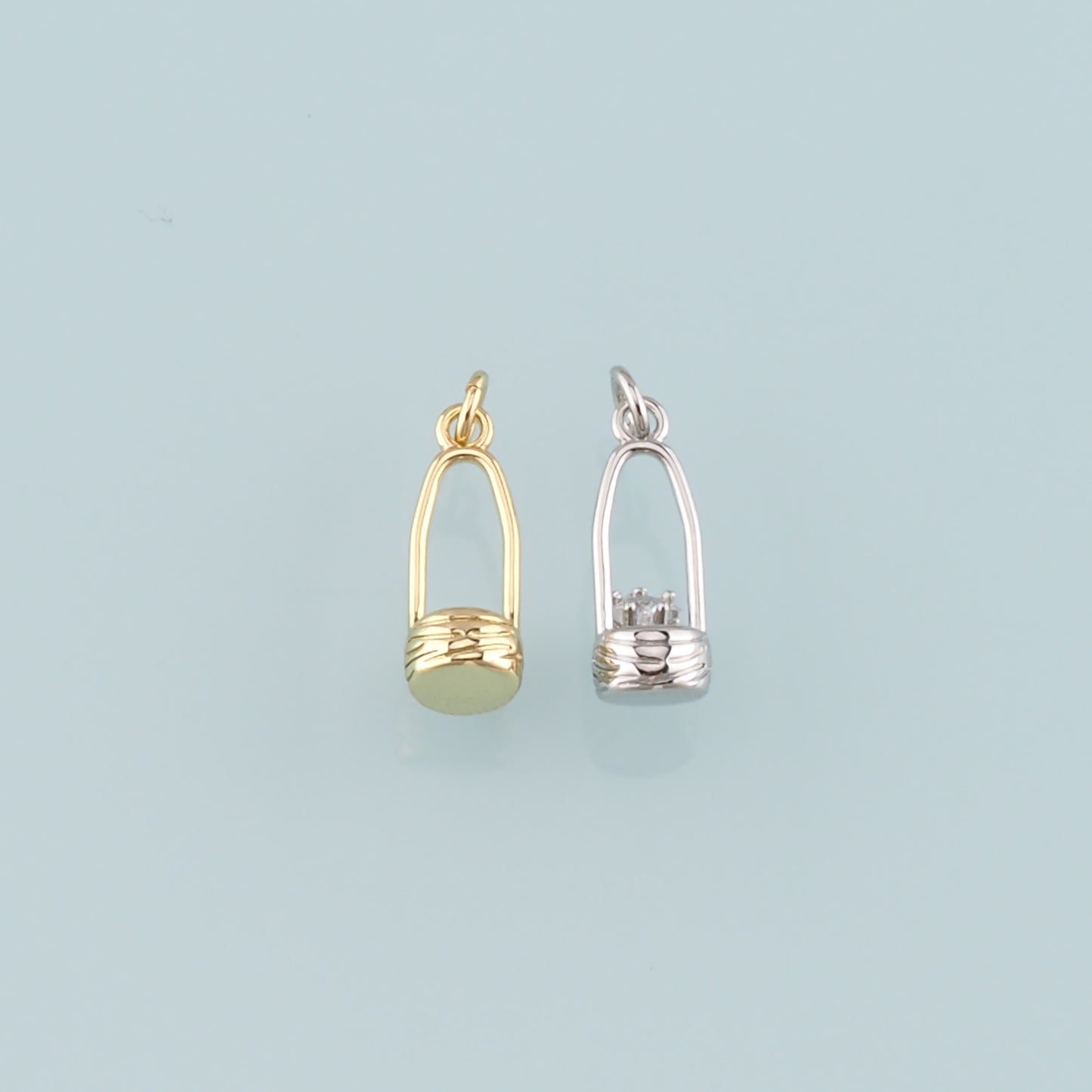 18K Gold Filled Fruit Basket Pendant,Dainty Nantucket Basket Charm Bracelet Necklace for DIY Jewelry Making Supply