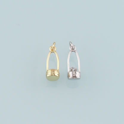 18K Gold Filled Fruit Basket Pendant,Dainty Nantucket Basket Charm Bracelet Necklace for DIY Jewelry Making Supply