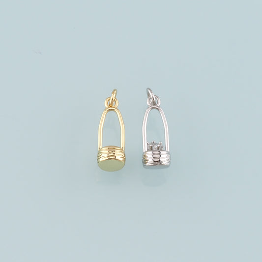 18K Gold Filled Fruit Basket Pendant,Dainty Nantucket Basket Charm Bracelet Necklace for DIY Jewelry Making Supply