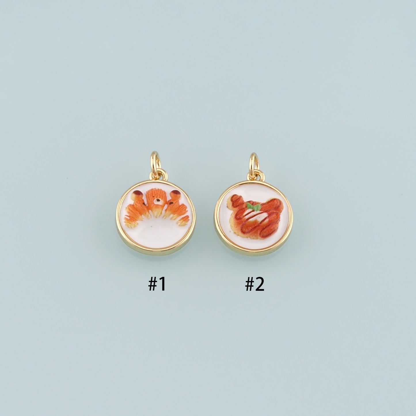 Gold Food Charms,18K Gold Filled Bread Pendant,Dainty French Bread Charm Bracelet Necklace for DIY Jewelry Making Supply