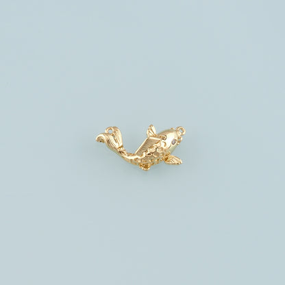 Gold Fish Charms,18K Gold Filled Fish Pendant,Fish Charm Bracelet Necklace for DIY Jewelry Making Supply