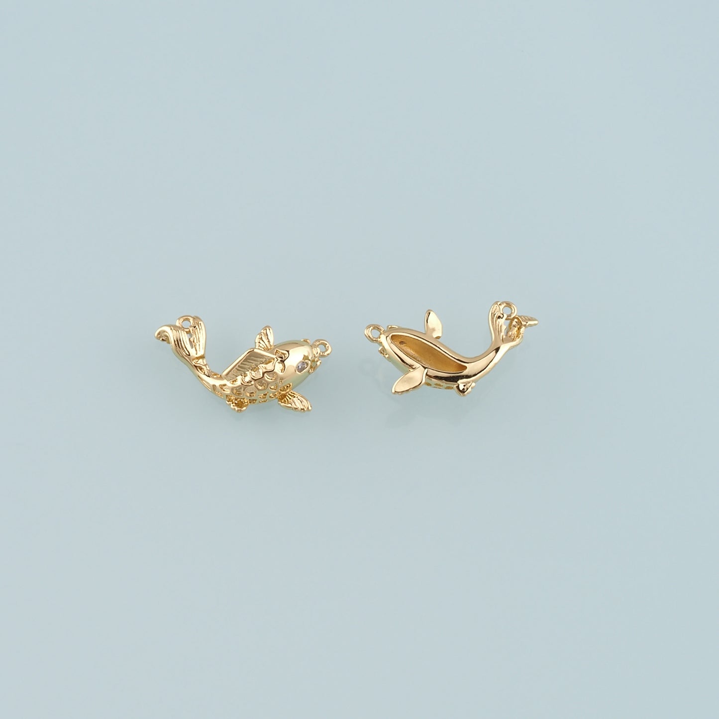 Gold Fish Charms,18K Gold Filled Fish Pendant,Fish Charm Bracelet Necklace for DIY Jewelry Making Supply