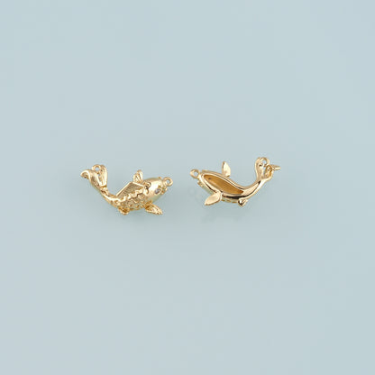Gold Fish Charms,18K Gold Filled Fish Pendant,Fish Charm Bracelet Necklace for DIY Jewelry Making Supply