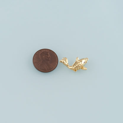 Gold Fish Charms,18K Gold Filled Fish Pendant,Fish Charm Bracelet Necklace for DIY Jewelry Making Supply