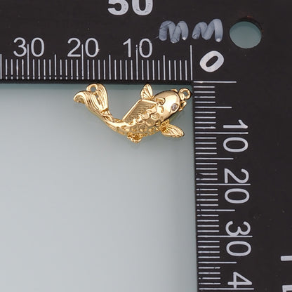 Gold Fish Charms,18K Gold Filled Fish Pendant,Fish Charm Bracelet Necklace for DIY Jewelry Making Supply
